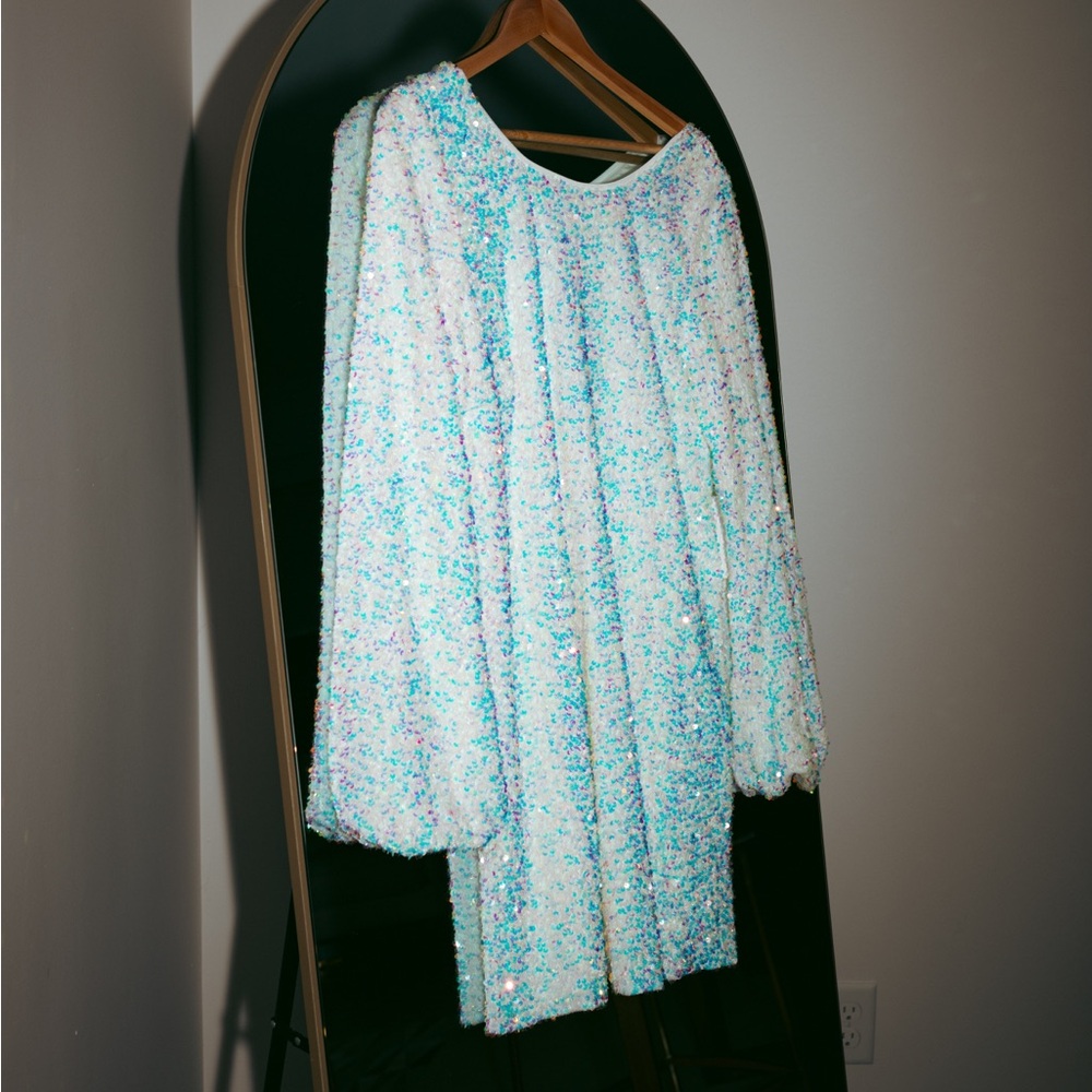 Show Me Your MuMu White Sequin Dress